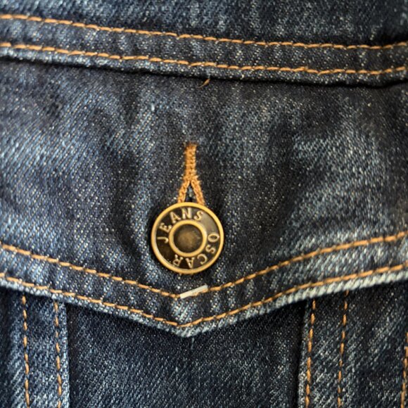 The Creme Shop Denim Jacket Unisex Medium Oscar Jeans Embroidered Blue Cotton - Picture 4 of 14
